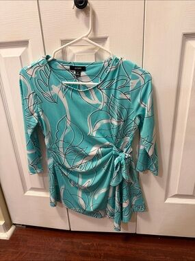 Alfani Aqua Floral Tie-Waist Tunic